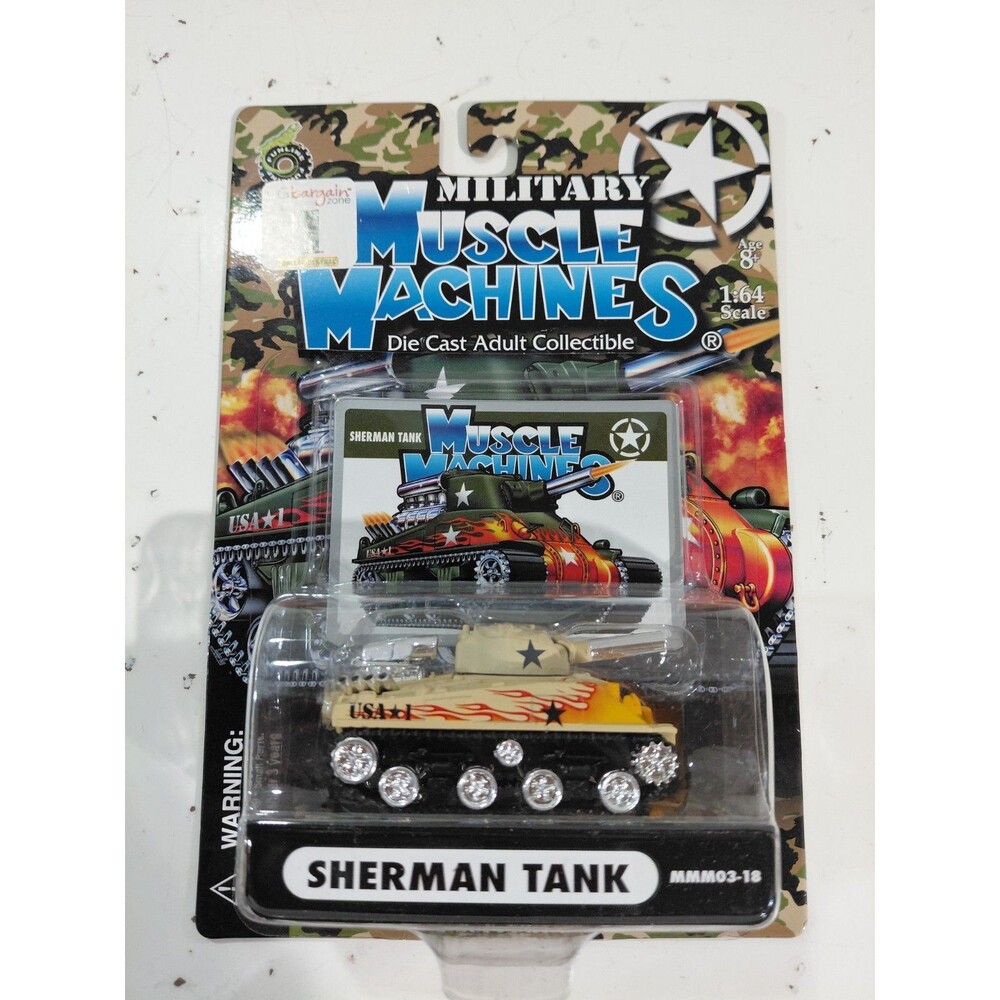 NIP Muscle Machines MMM03-18 1:64 Die Cast Hot Rod Army/Military Sherman Tank